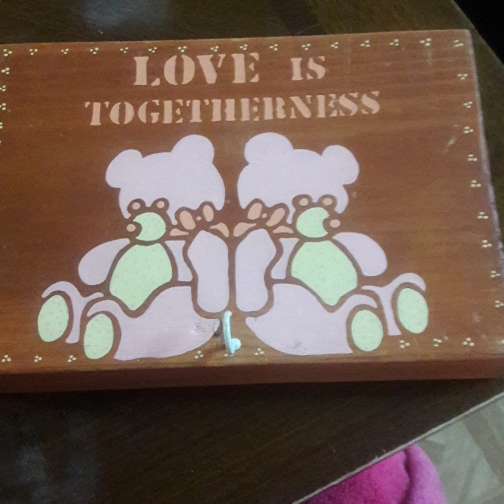 Hand painted and home made wall art with hook.